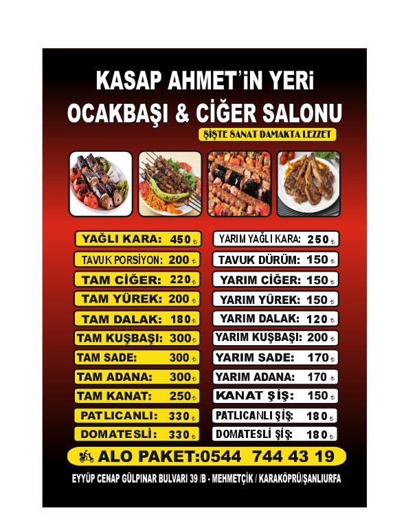 Kasap Ahmetin Yeri Ocakbaşı Ve Ciğer Salonu Karaköprü 0544 744 43 19