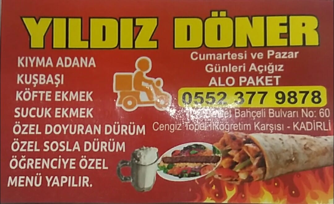 YILDIZ DÖNER 0552 377 98 78 KADİRLİDE DÖNERCİ