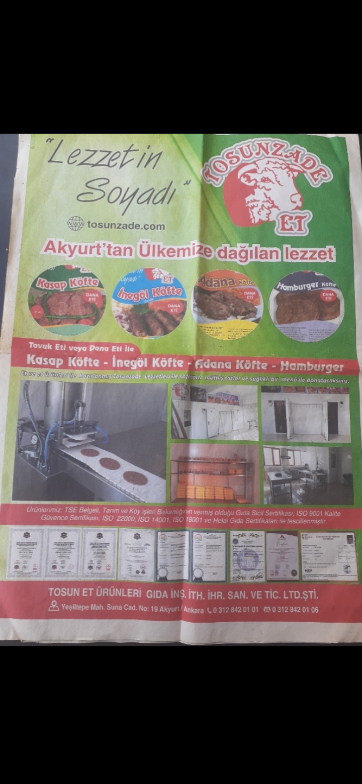 TOSUN KÖFTE ET ÜRÜNLERİ 0542 332 20 38