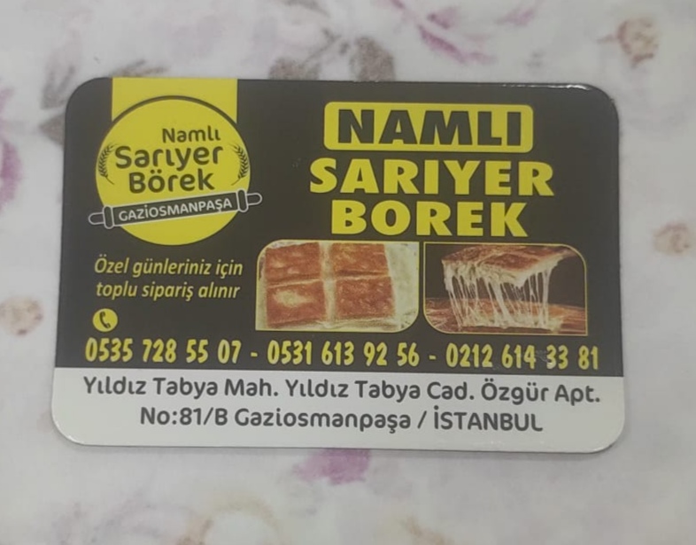 Namlı Sarıyer Börek Gaziosmanpaşa da Sarıyer Börek