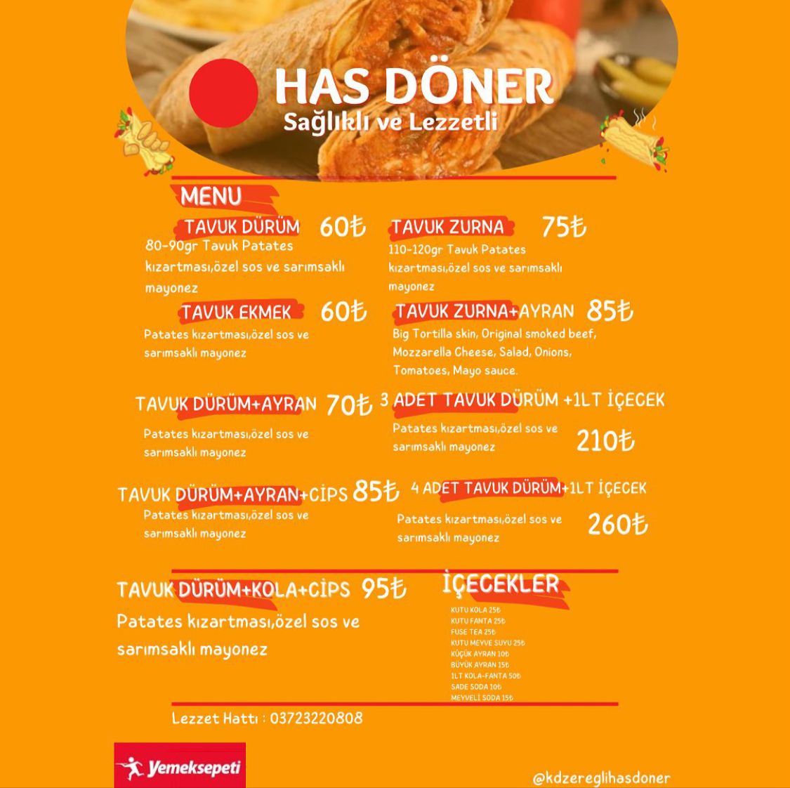 Has Döner Zonguldak Ereğli de Soslu Döner