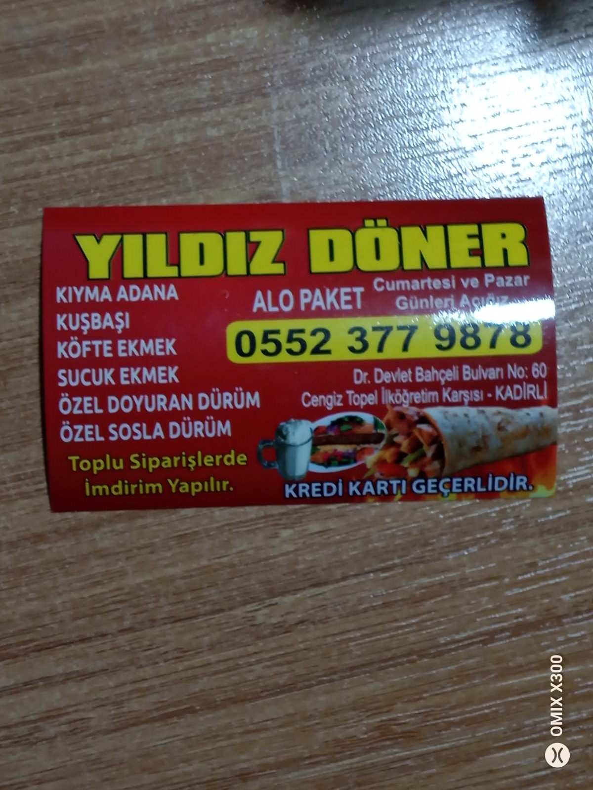 YILDIZ DÖNER 0552 377 98 78 KADİRLİDE DÖNERCİ