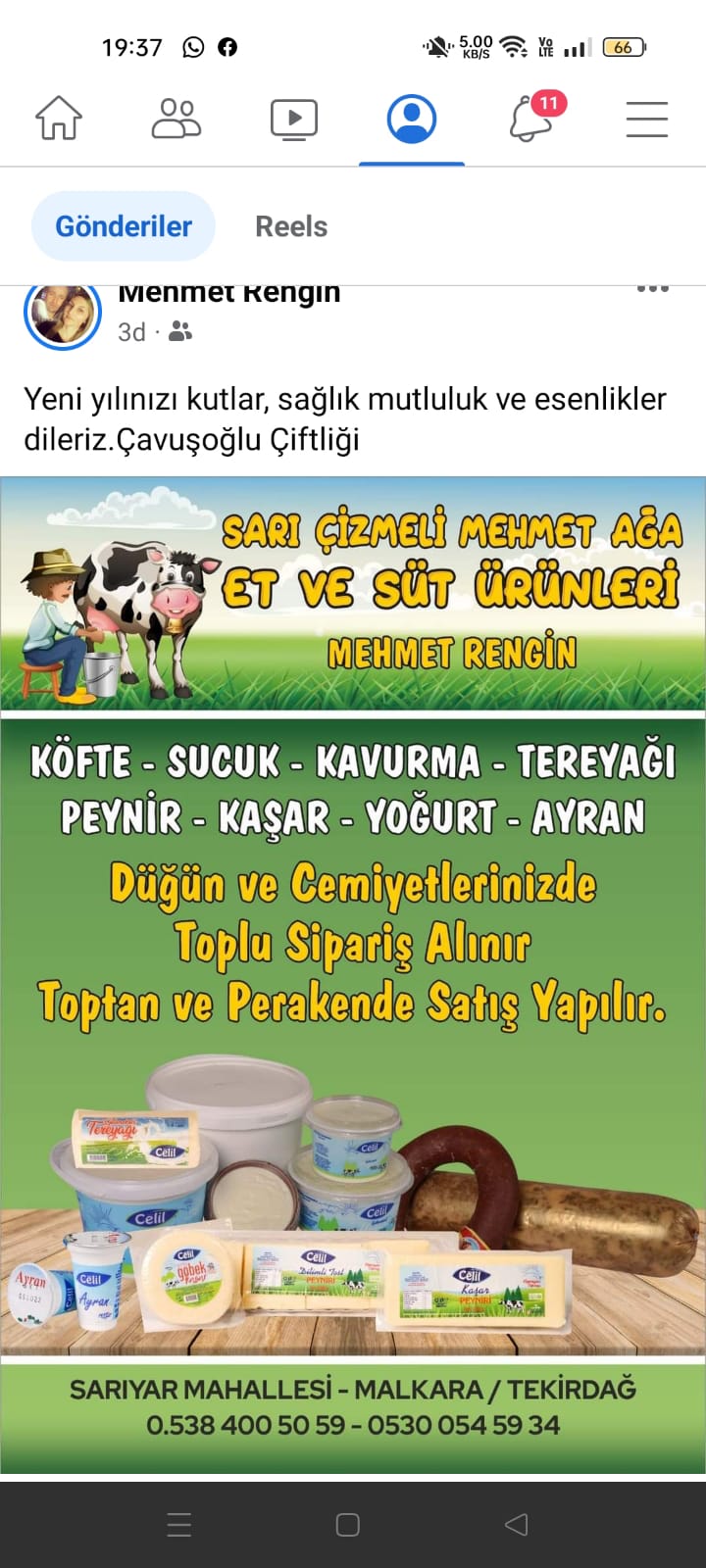 SARI ÇİZMELİ MEHMET AĞA ET VE SÜT ÜRÜNLERİ 0538 400 50 59